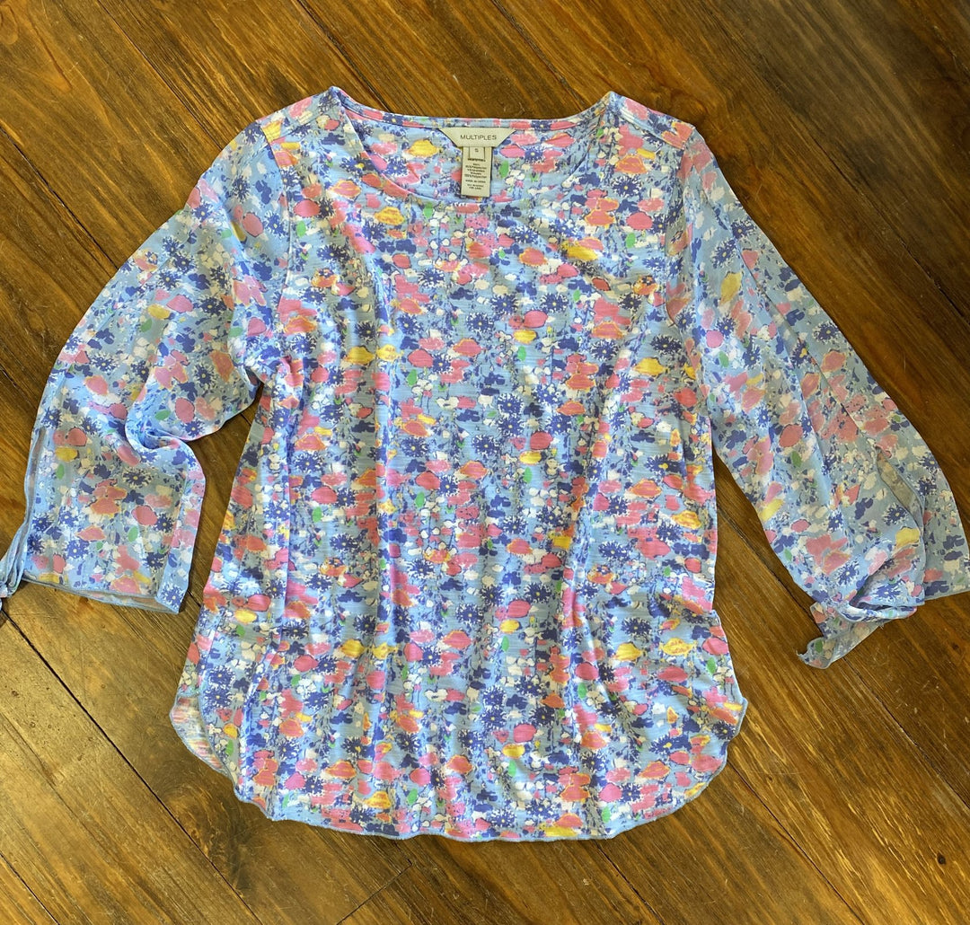Chiffon Tie Sleeve Knit Top from Multiples - High Call Outfitters