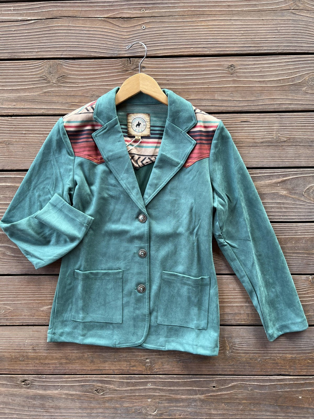 Sueded Blazer with Serape Yoke - High Call Outfitters