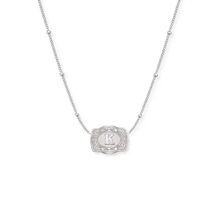 SpurWest Ultra Mini Belt Buckle Necklace (Initial) - Silver - High Call Outfitters