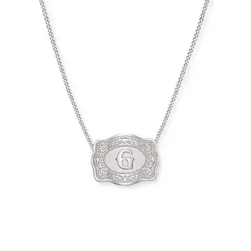 SpurWest Mini Belt Buckle Necklace (Initial) - Silver