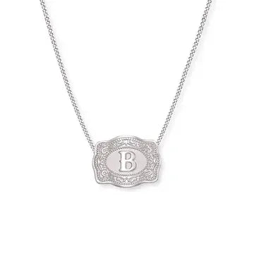 SpurWest Mini Belt Buckle Necklace (Initial) - Silver