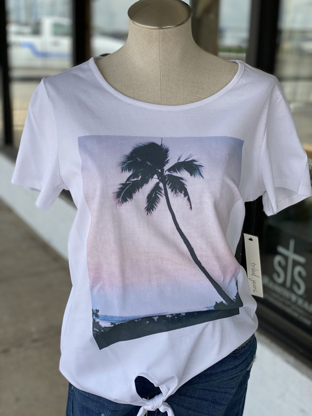Palm Tree Knot Front Tee from Tribal - High Call Outfitters