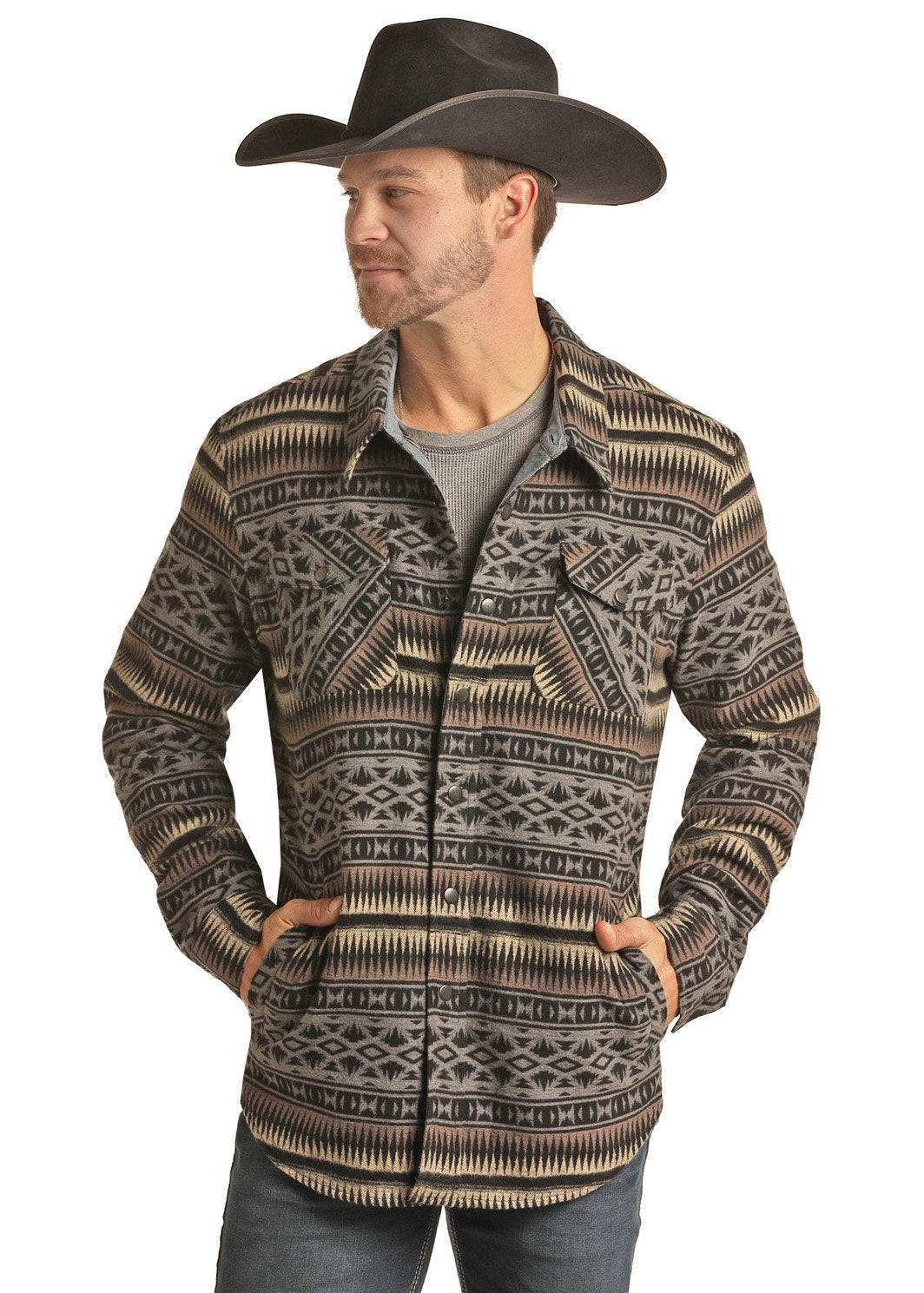 Jacquard Aztec Shirt Jacket from Panhandle
