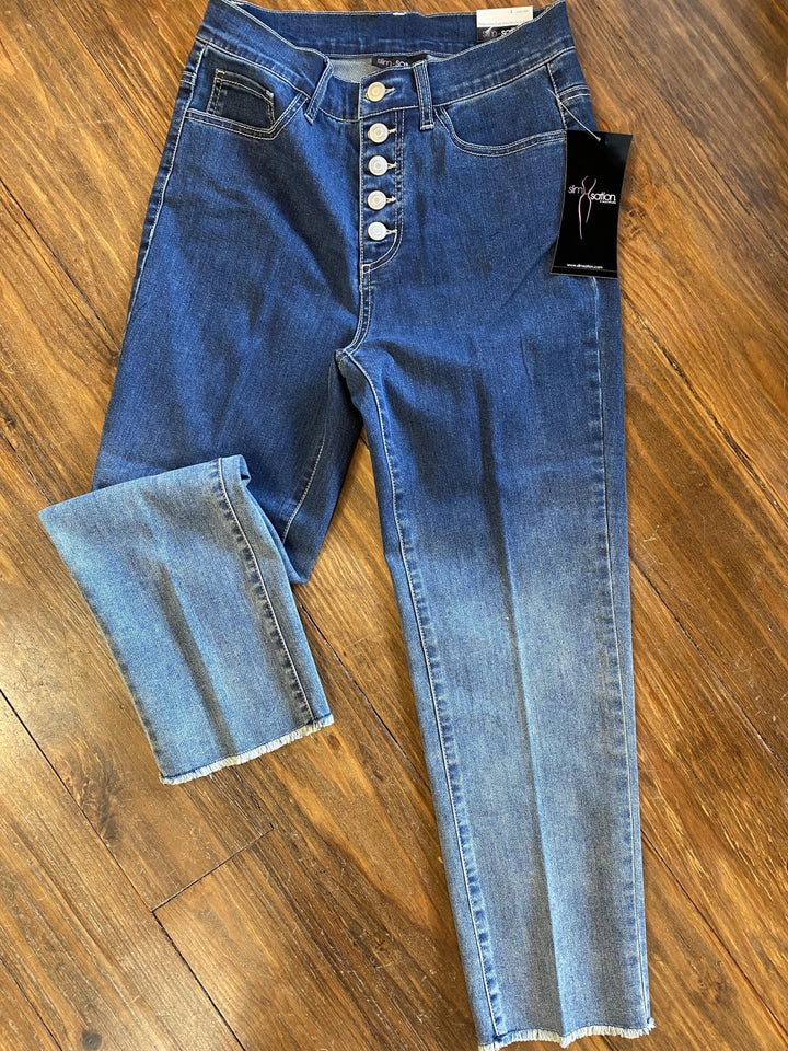 Button Fly Ombre Ankle Denim from Multiples