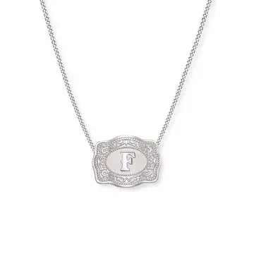 SpurWest Mini Belt Buckle Necklace (Initial) - Silver