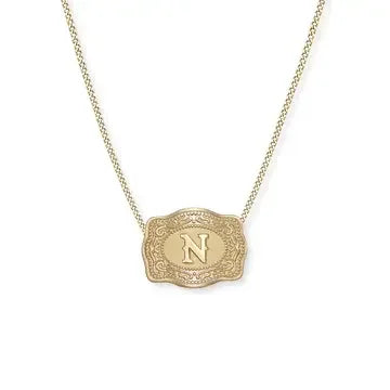 SpurWest Mini Belt Buckle Necklace (Initial) - Gold - High Call Outfitters