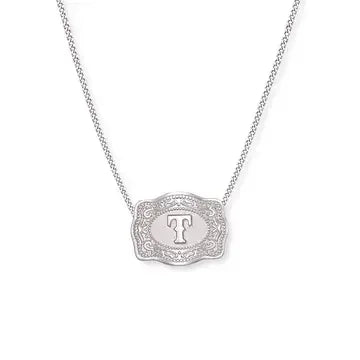 SpurWest Mini Belt Buckle Necklace (Initial) - Silver