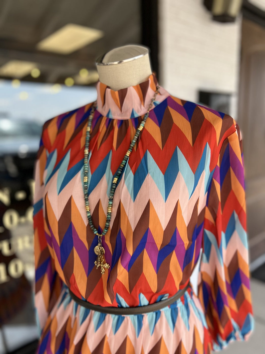 Vintage Print Midi Dress