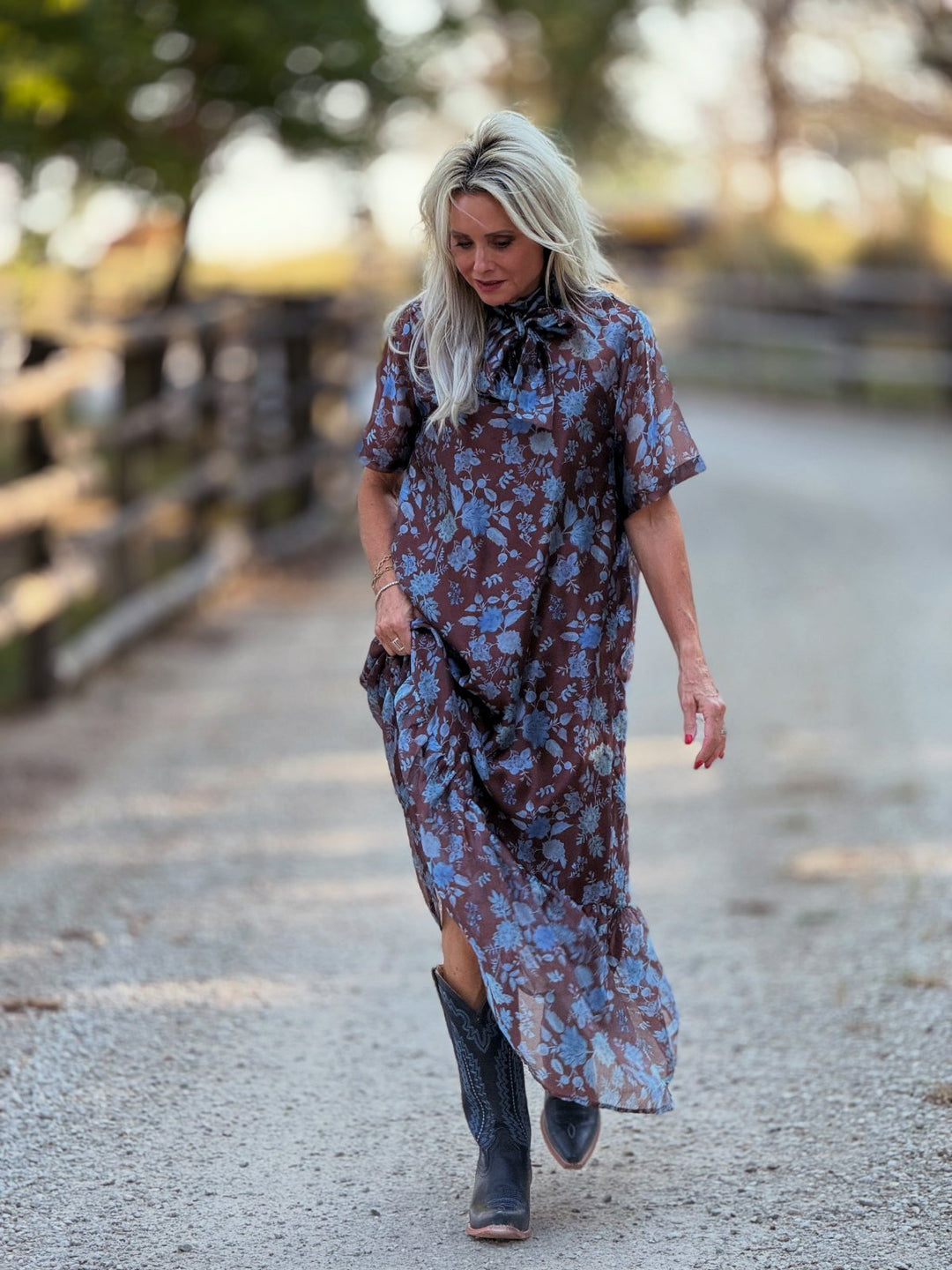 Floral Print Sheer Midi Dress - High Call Outfitters