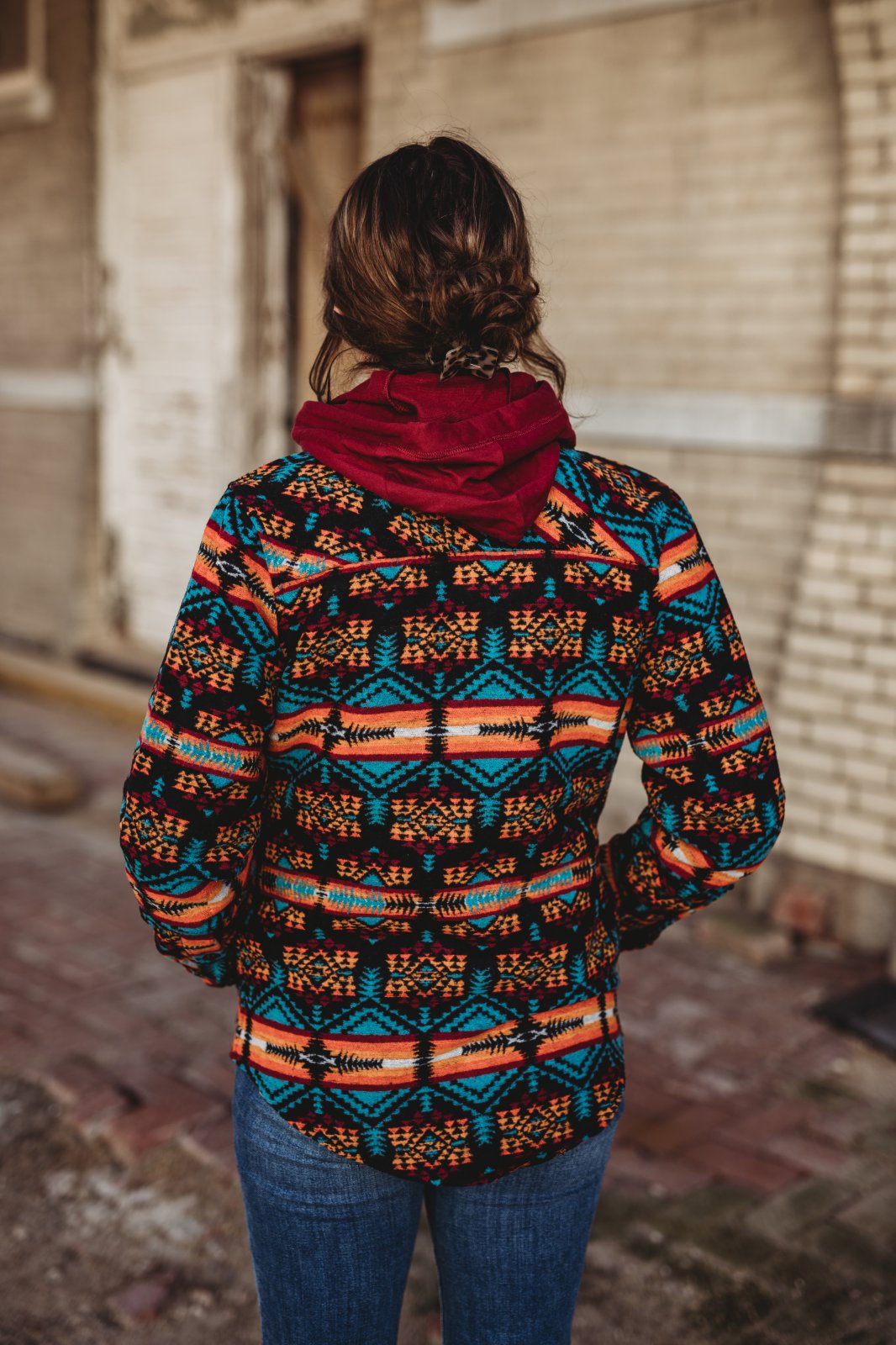 Aztec Wool Jacquard Shirt Jacket from Powder River