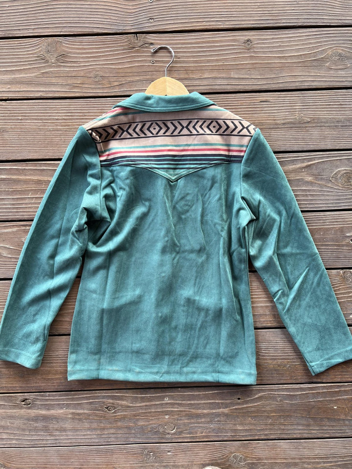 Sueded Blazer with Serape Yoke - High Call Outfitters