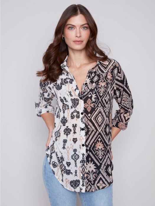 Printed Crinkle Georgette Blouse from Charlie B - High Call Outfitters