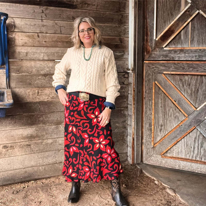 Bias Cut Print Skirt from Karen Kane