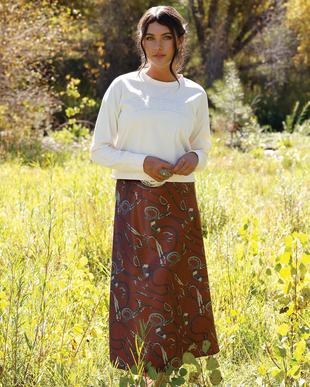 Equestrian Silk Midi Skirt from Cruel Girl