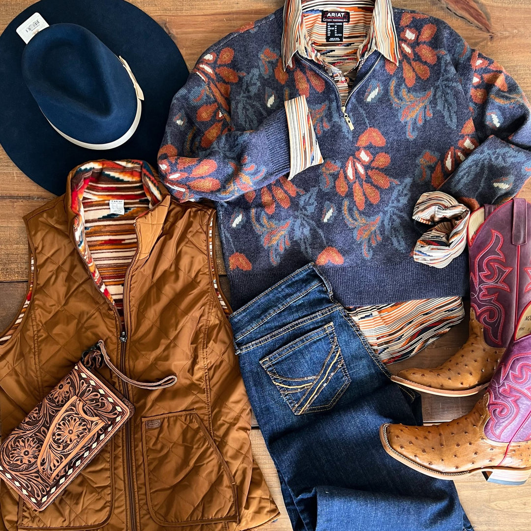 Patterned 1/2 Zip Sweater