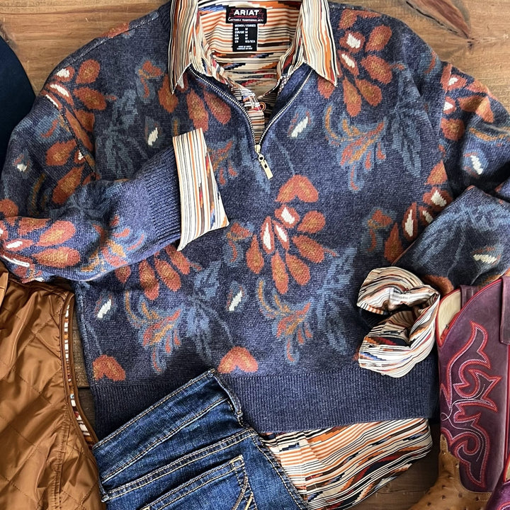 Patterned 1/2 Zip Sweater