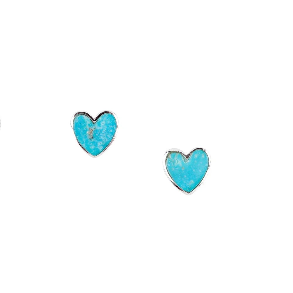 Turquoise Heart Post Earrings from Peyote Bird - High Call Outfitters