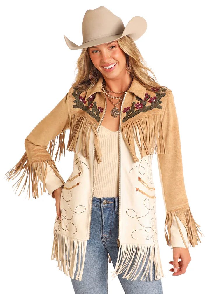 Cactus Embroidered Fringe Jacket from Powder River