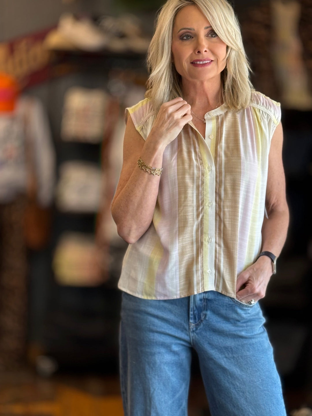 Dolman Button Front Woven Blouse from Liverpool - High Call Outfitters