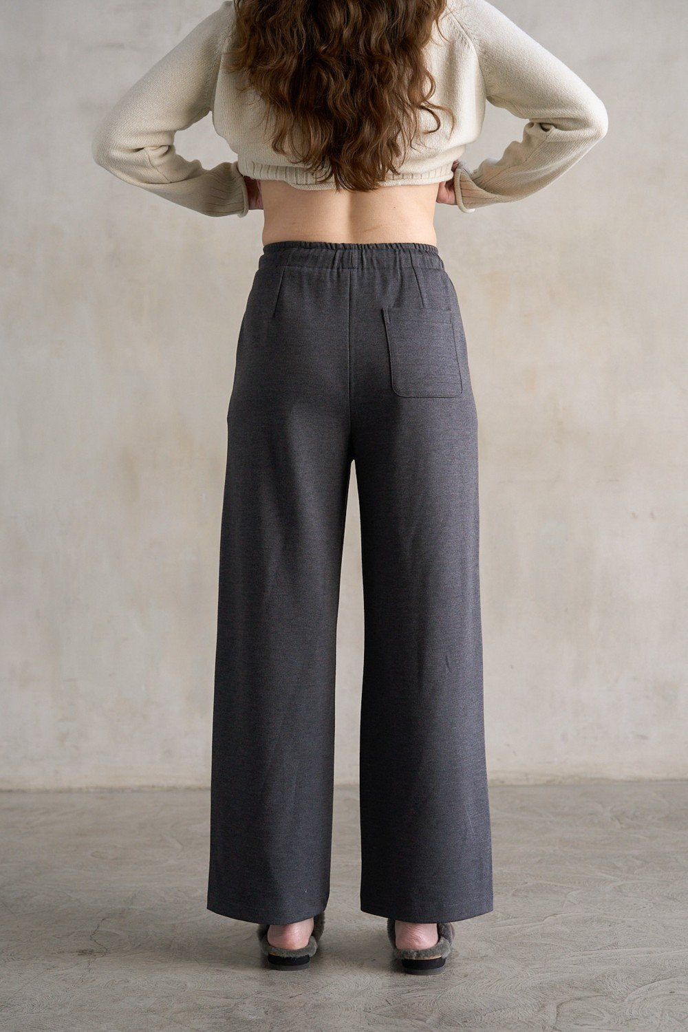 Elastic Waist Wide Leg Pant