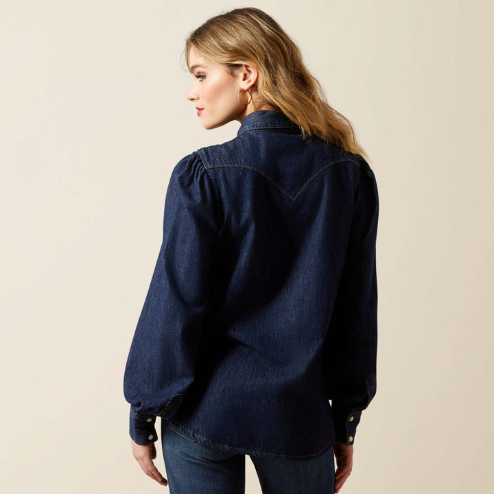 Puff Sleeve with Tie Denim Shirt from Ariat - High Call Outfitters