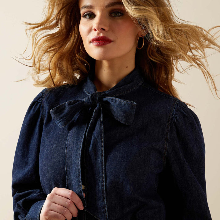 Puff Sleeve with Tie Denim Shirt from Ariat - High Call Outfitters