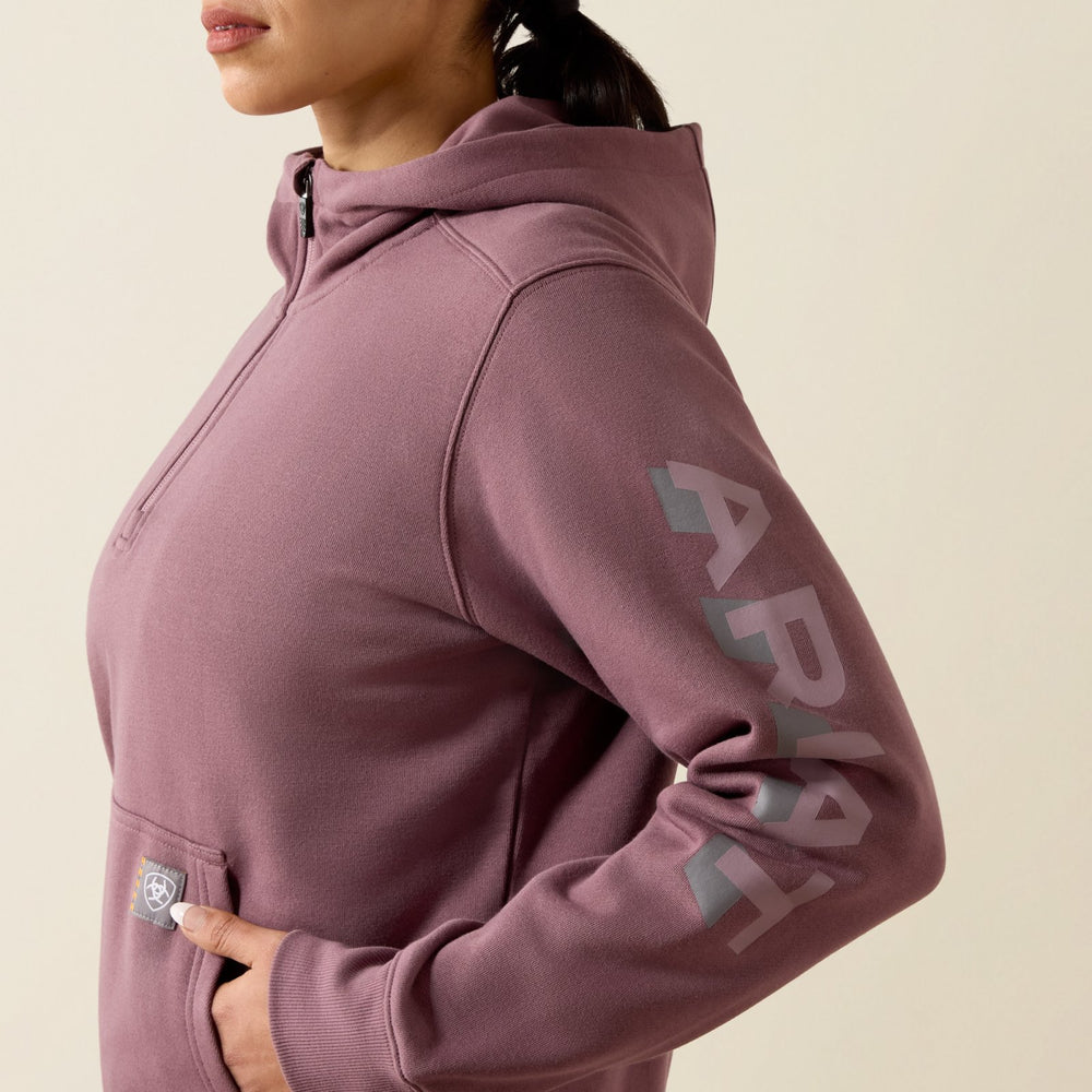 Rebar Lightweight Logo 1/2 Zip Hooded Sweatshirt from Ariat - High Call Outfitters