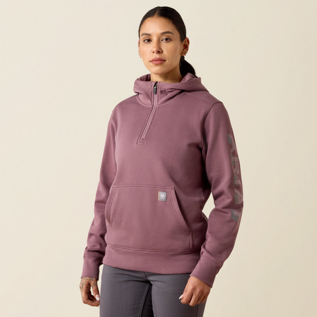 Rebar Lightweight Logo 1/2 Zip Hooded Sweatshirt from Ariat - High Call Outfitters