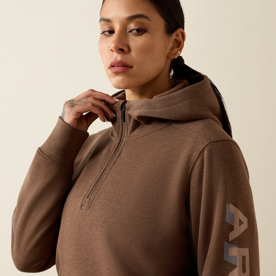 Rebar Lightweight Logo 1/2 Zip Hooded Sweatshirt from Ariat - High Call Outfitters