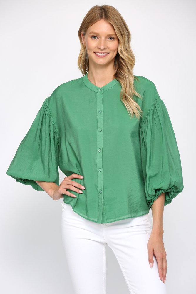 Puff Sleeve Button Down Top