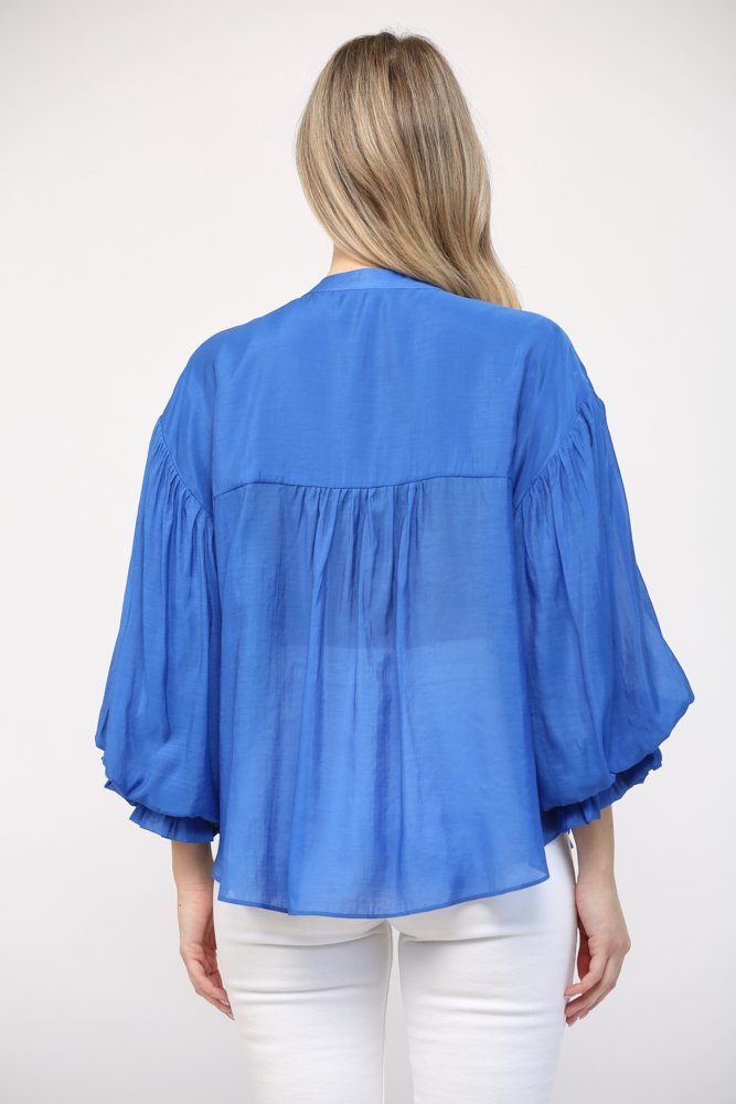 Puff Sleeve Button Down Top - High Call Outfitters