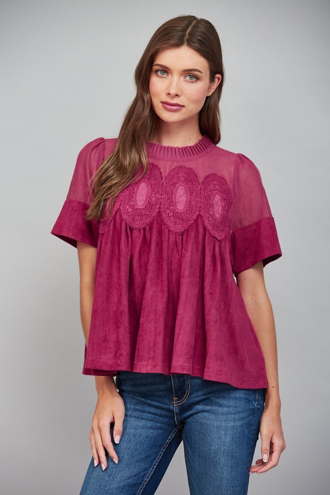 Sheer Mesh Detail Top - High Call Outfitters