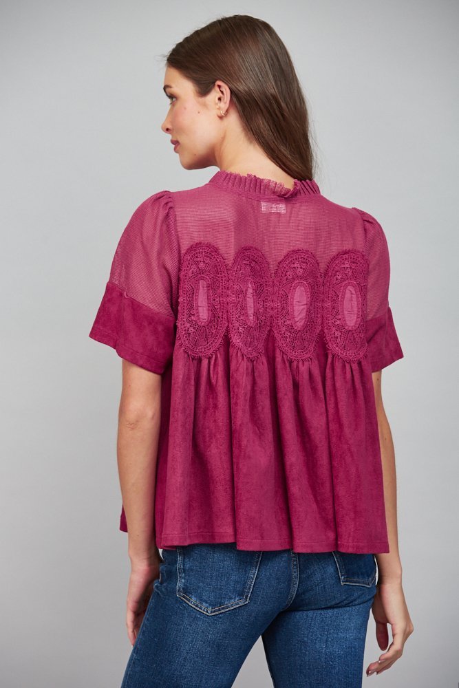 Sheer Mesh Detail Top - High Call Outfitters