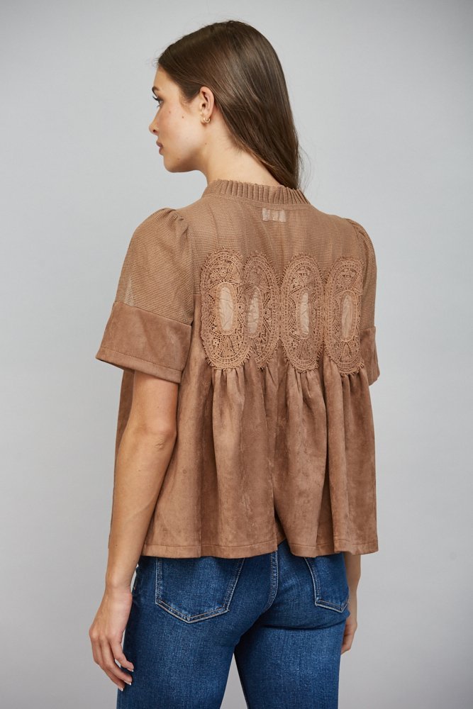 Sheer Mesh Detail Top - High Call Outfitters