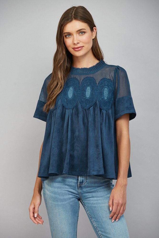 Sheer Mesh Detail Top - High Call Outfitters