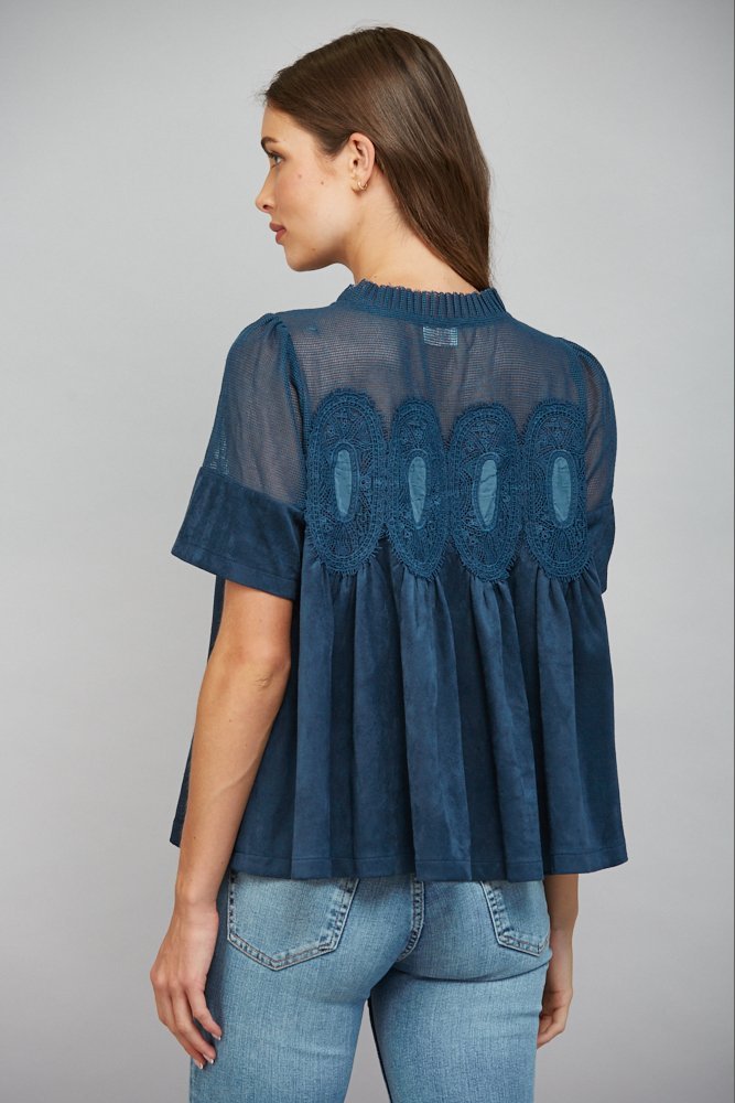 Sheer Mesh Detail Top - High Call Outfitters