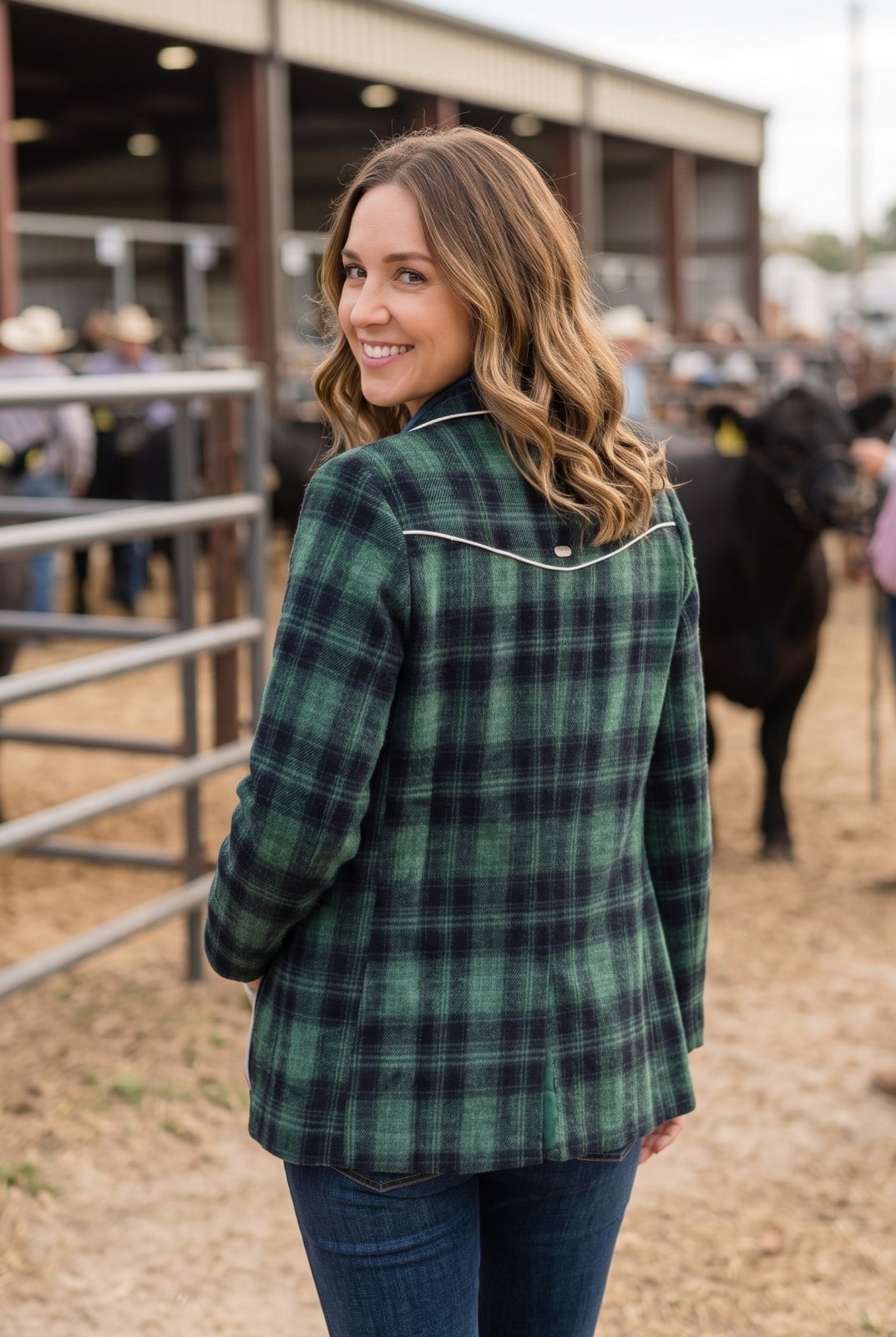 Plaid Yoke Trimmed Blazer - High Call Outfitters