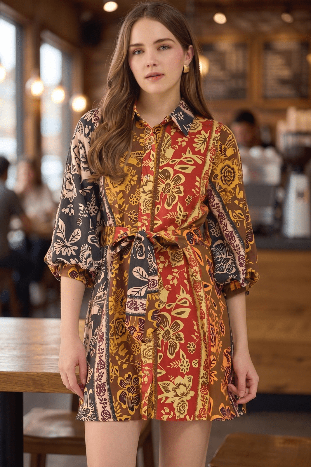 Mix Print Mini Shirt Dress - High Call Outfitters