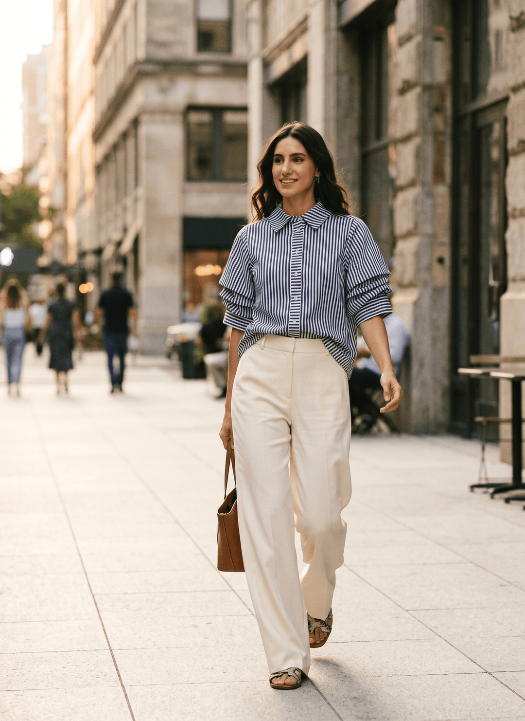Ruched Sleeve Stripe Top - High Call Outfitters