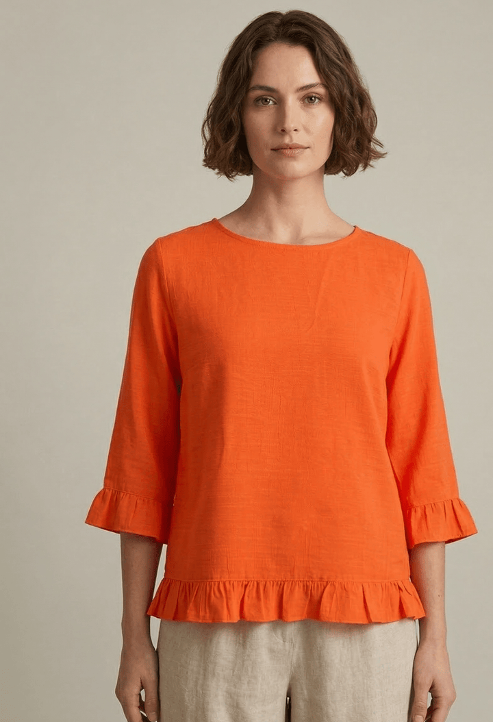 Ruffle Trim Top with Button Back from Multiples - High Call Outfitters