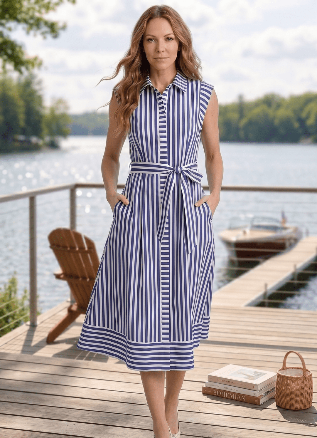 Striped Midi Dress - High Call Outfitters