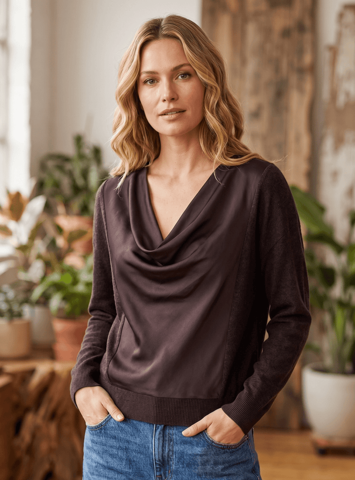 Drape Neck Hybrid Sweater from Liverpool - High Call Outfitters