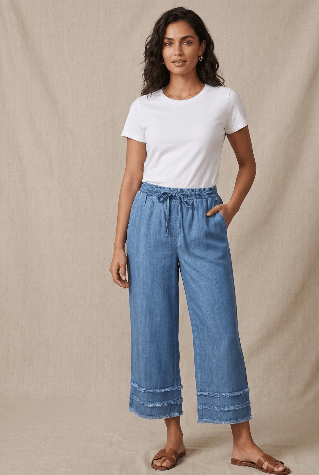 Double Fringe Drawstring Pant from Multiples - High Call Outfitters