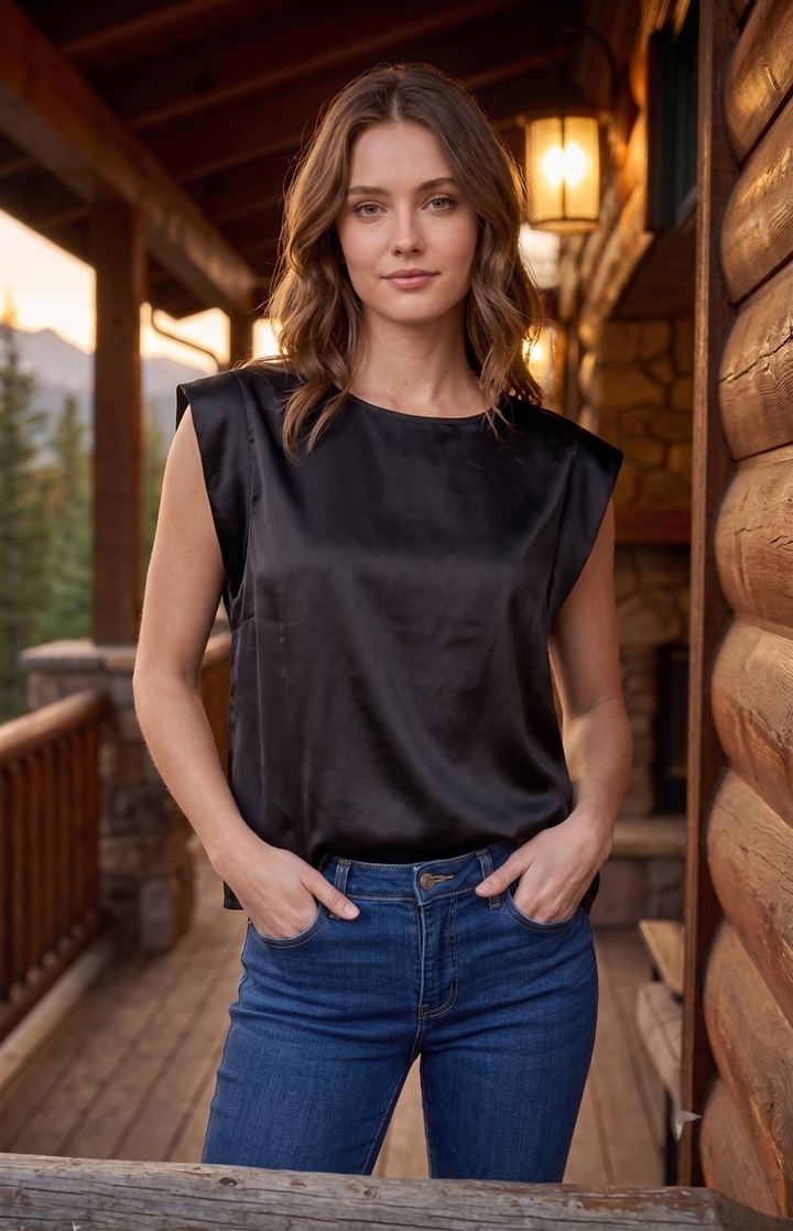 Cap Sleeve Satin Top