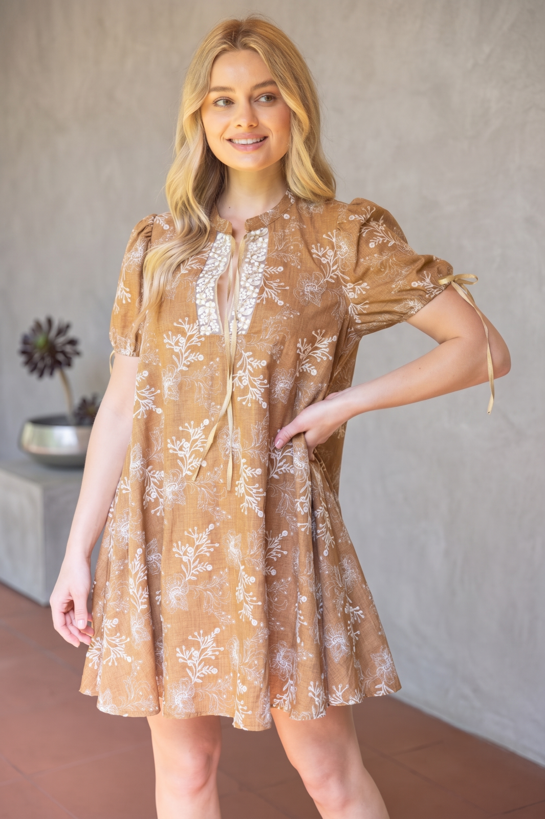 Sparkle Bow Laced Floral Embroidered Shimmer Dress