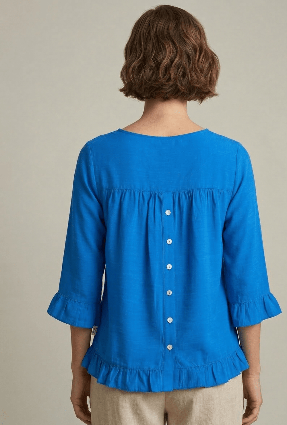 Ruffle Trim Top with Button Back from Multiples - High Call Outfitters