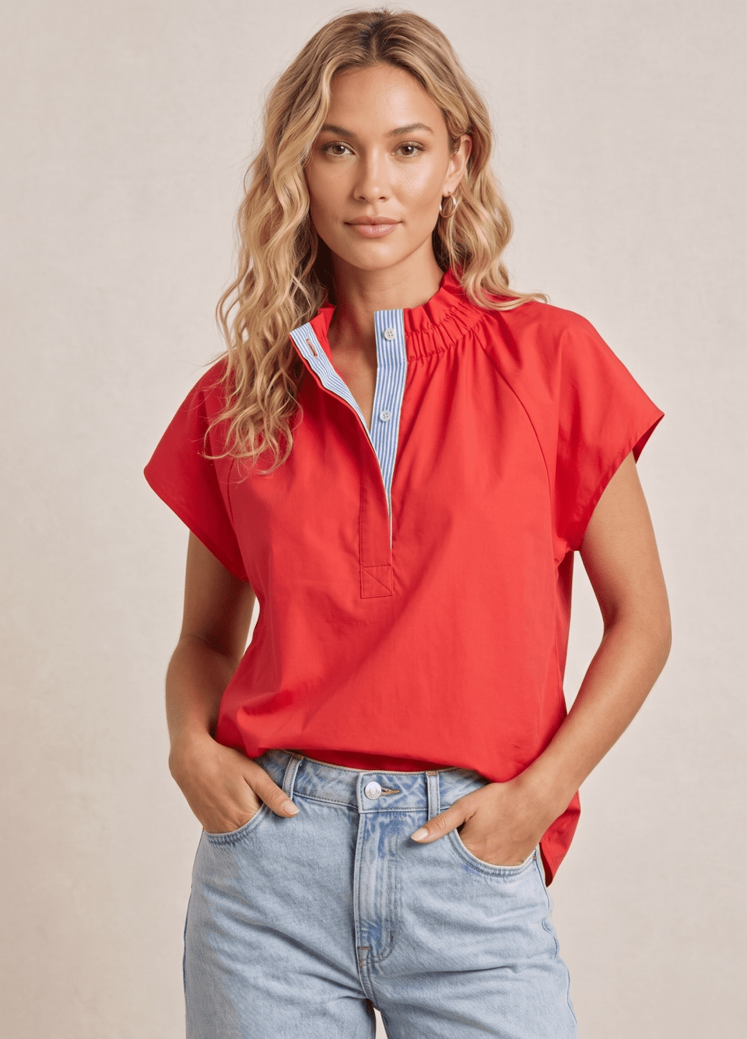 Ruffle Mock Neck Top - High Call Outfitters