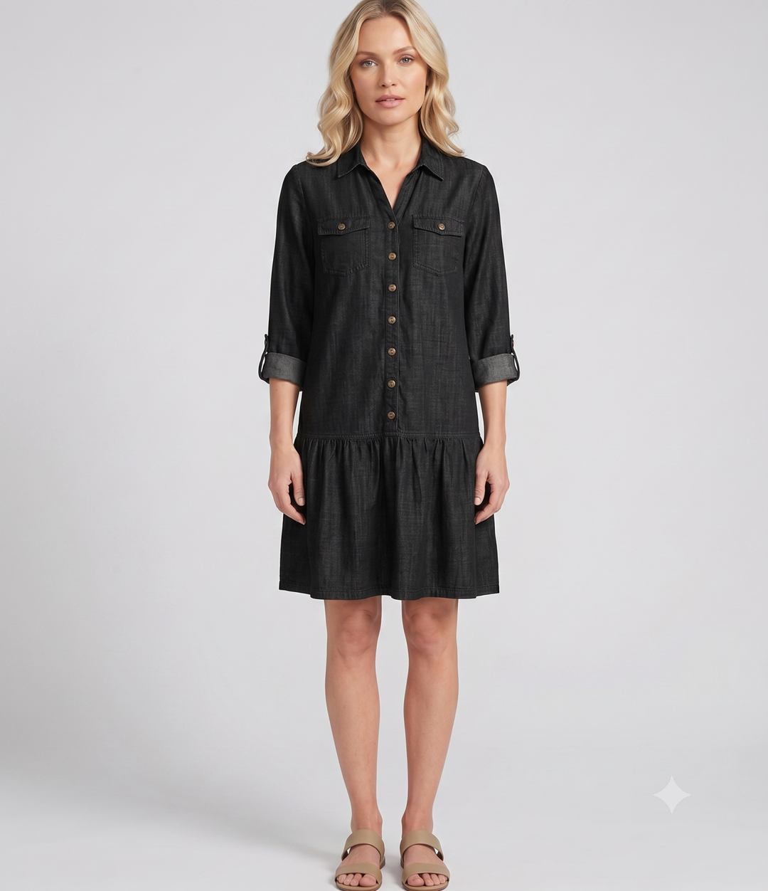 3/4 Sleeve Drop Shoulder Dress from Multiples - High Call Outfitters