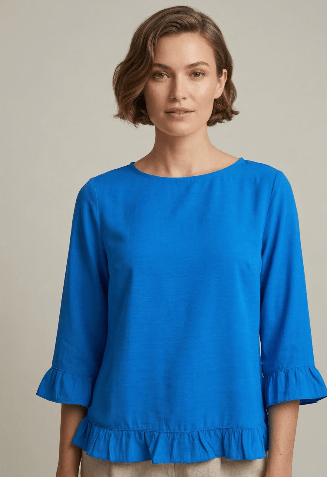Ruffle Trim Top with Button Back from Multiples - High Call Outfitters