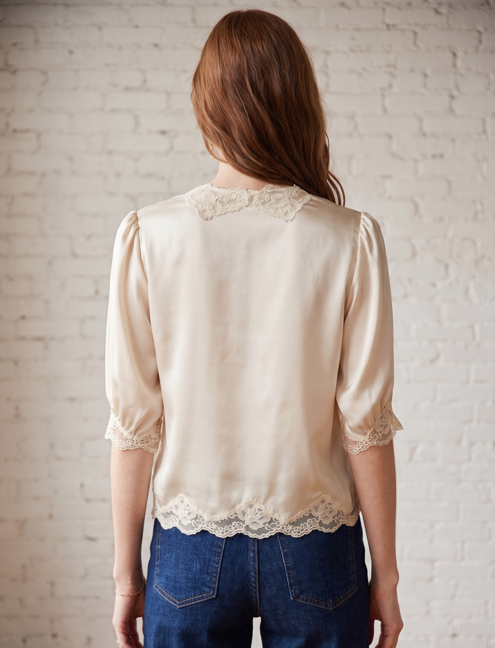 Satin with Lace Trim Top